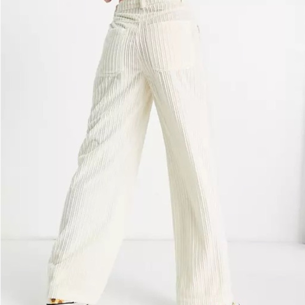 Topshop Off White Wide Leg Corduroy Pants So Soft!